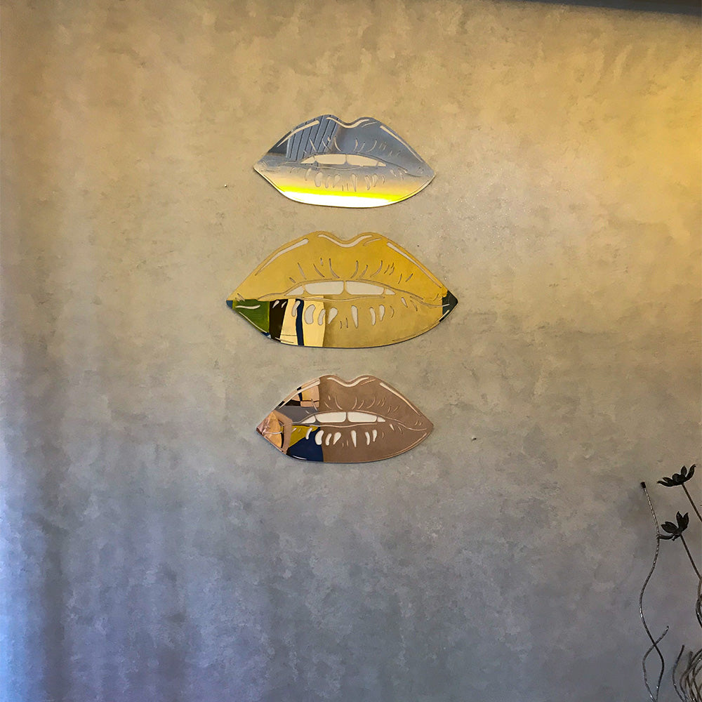 2 Pièces Mirror Lips Décor mural 3D + 1 Gratuite