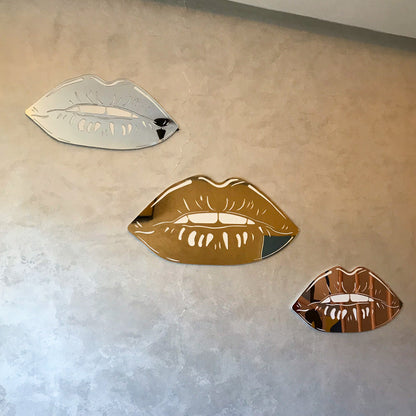 2 Pièces Mirror Lips Décor mural 3D + 1 Gratuite