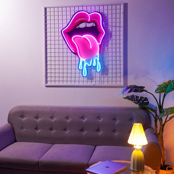 "Lips Dripping" Neon LED Acrylic Artwork