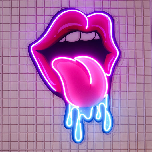 "Lips Dripping" Neon LED Acrylic Artwork