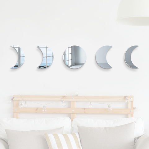 Moon Phases - Set of 5 moon phase wall mirrors