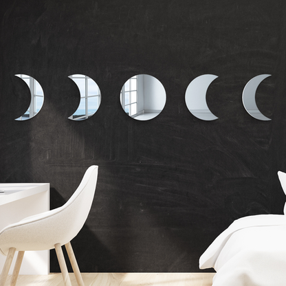 Moon Phases - Set of 5 moon phase wall mirrors