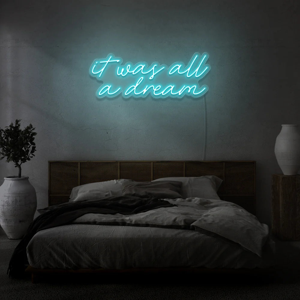 Apporter une touche personnalisée à votre espace "It Was All A Dream" de OPLA DESIGN, un éclairage captivant pour sublimer votre espace au Maroc. Que vous recherchiez une décoration néon LED pour votre intérieur, une enseigne lumineuse pour votre boutique ou un éclairage d'accentuation pour votre magasin, nous vous proposons des solutions d'éclairage architectural, commercial et résidentiel de qualité.