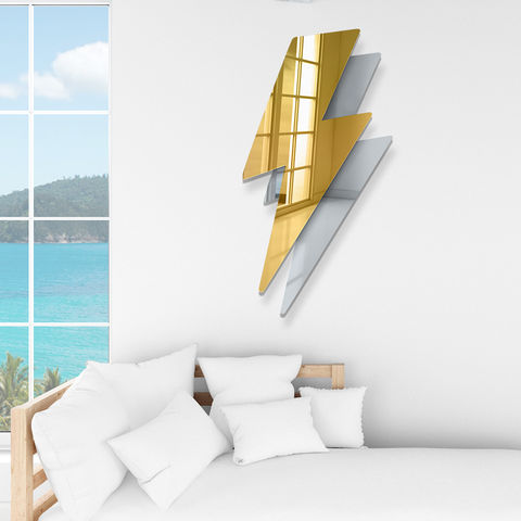 Lightning Bolt - 3D Mirror Wall Hanging