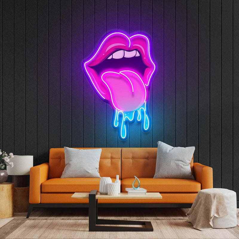 "Lips Dripping" Neon LED Acrylic Artwork