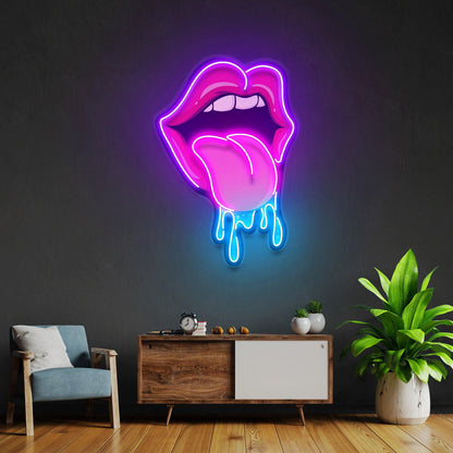 "Lips Dripping" Neon LED Acrylic Artwork