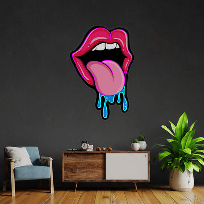 "Lips Dripping" Neon LED Acrylic Artwork