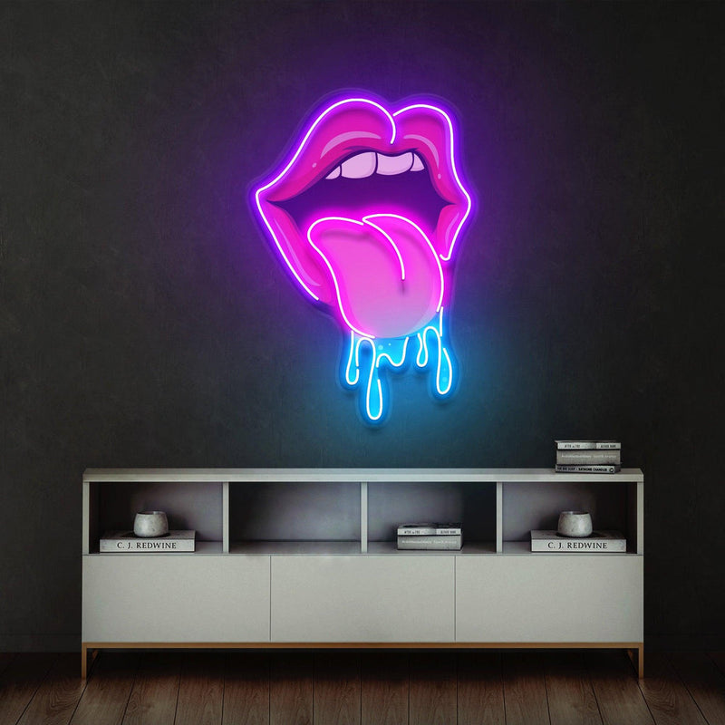 "Lips Dripping" Neon LED Acrylic Artwork