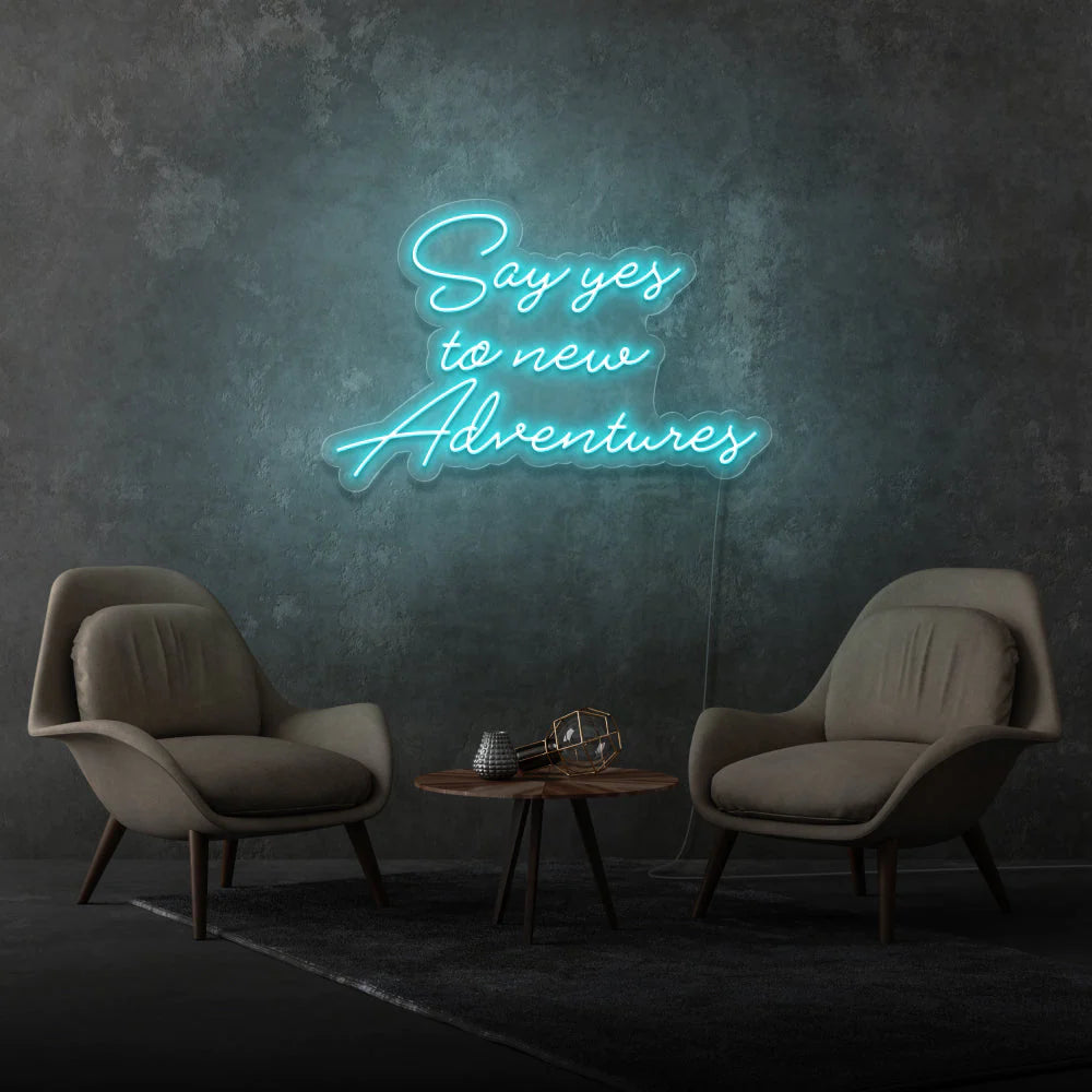 Découvrez notre dernière création chez OPLA DESIGN: l'enseigne néon LED "Say Yes To New Adventures". Personnalisée selon vos préférences, cette enseigne lumineuse apporte une touche unique à votre espace. Idéale pour la décoration néon LED au Maroc, elle est parfaite pour les enseignes de bars, boutiques, restaurants, salons de coiffure, spas et bien plus encore. Avec son éclairage LED, elle offre un éclairage d'ambiance chaleureux et une solution d'éclairage commercial LED efficace