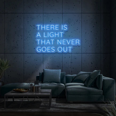 Découvrez notre enseigne néon LED personnalisée "There Is A Light That Never Goes Out", disponible au Maroc. Ajoutez une touche de décoration néon LED unique à votre espace avec notre éclairage d'ambiance. Que ce soit pour éclairer votre magasin, votre jardin ou votre vitrine, notre enseigne néon LED crée une atmosphère chaleureuse et accueillante.