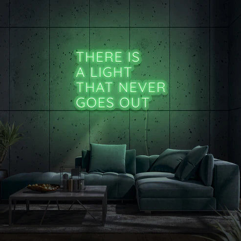 Découvrez notre enseigne néon LED personnalisée "There Is A Light That Never Goes Out", disponible au Maroc. Ajoutez une touche de décoration néon LED unique à votre espace avec notre éclairage d'ambiance. Que ce soit pour éclairer votre magasin, votre jardin ou votre vitrine, notre enseigne néon LED crée une atmosphère chaleureuse et accueillante.