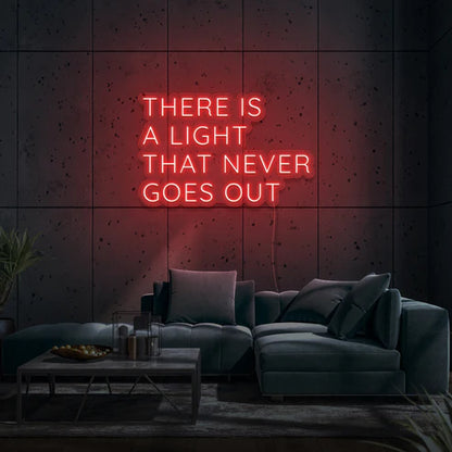 Découvrez notre enseigne néon LED personnalisée "There Is A Light That Never Goes Out", disponible au Maroc. Ajoutez une touche de décoration néon LED unique à votre espace avec notre éclairage d'ambiance. Que ce soit pour éclairer votre magasin, votre jardin ou votre vitrine, notre enseigne néon LED crée une atmosphère chaleureuse et accueillante.