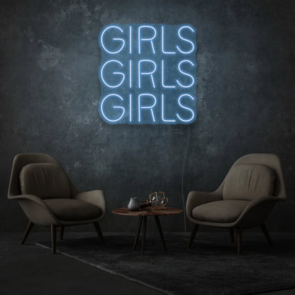 Découvrez notre enseigne au néon "Girls Girls Girls"