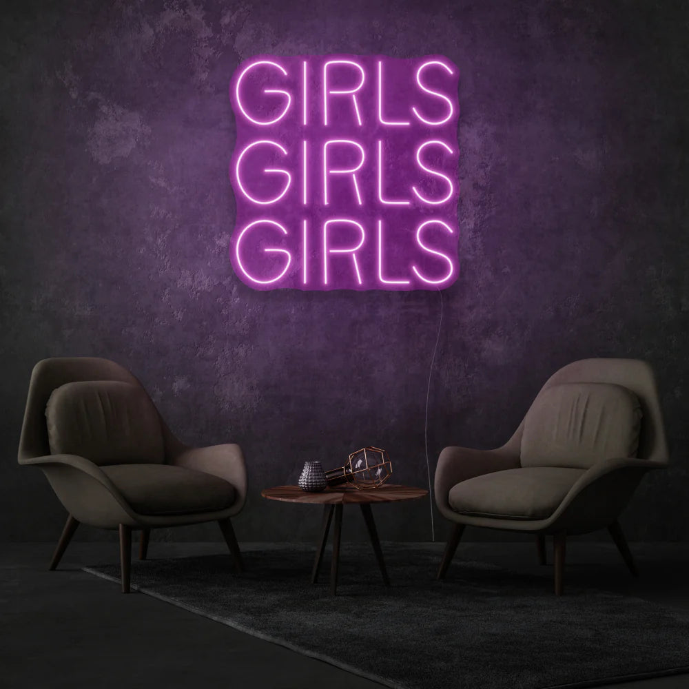 Découvrez notre enseigne au néon "Girls Girls Girls"