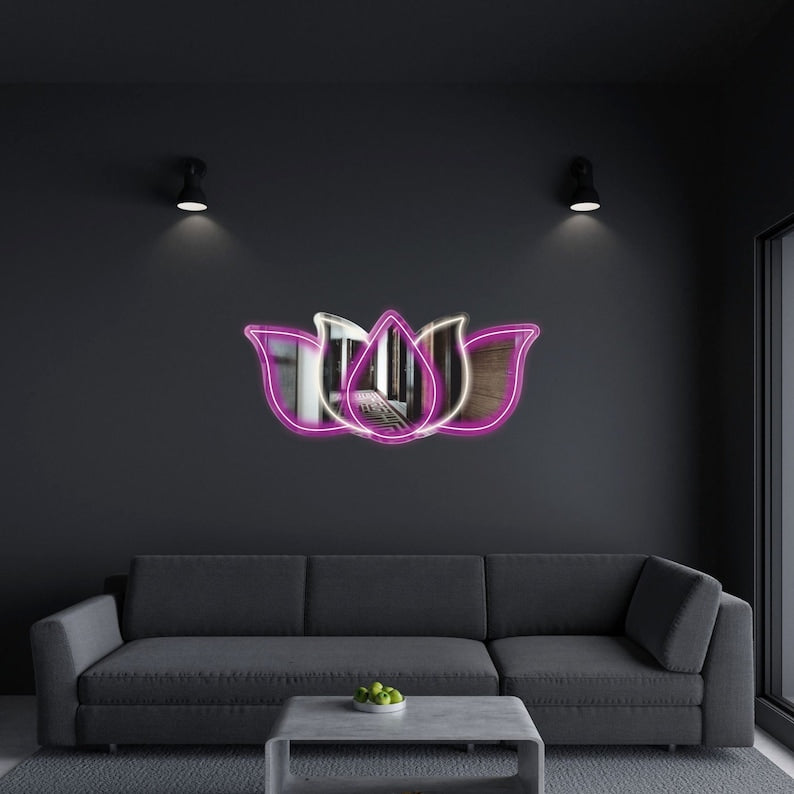 Lotus Flower Mirror - LED Neon Mirror - Neon Led in Morocco