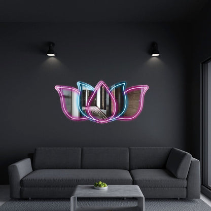 Miroir Fleur de Lotus - LED Neon Mirror - Neon Led au Maroc