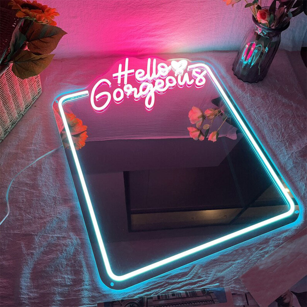 Hello Gorgeous Mirror - LED Neon Mirror - Neon Led in Morocco