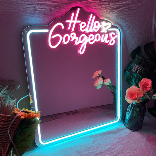 Hello Gorgeous Miroir - LED Neon Mirror - Neon Led au Maroc