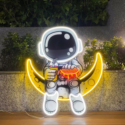 Astronaut Hamburger Led Neon Morocco Acrylic Artwork