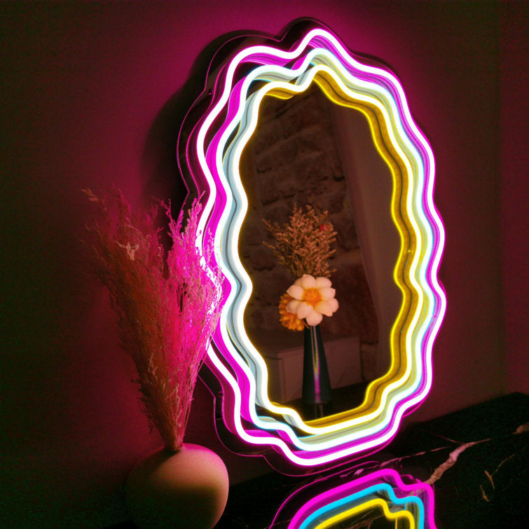 Wavy Neon Mirror - LED Neon Mirror - Neon Led in Morocco