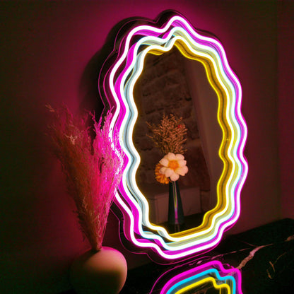 Wavy Neon Mirror - LED Neon Mirror - Neon Led in Morocco