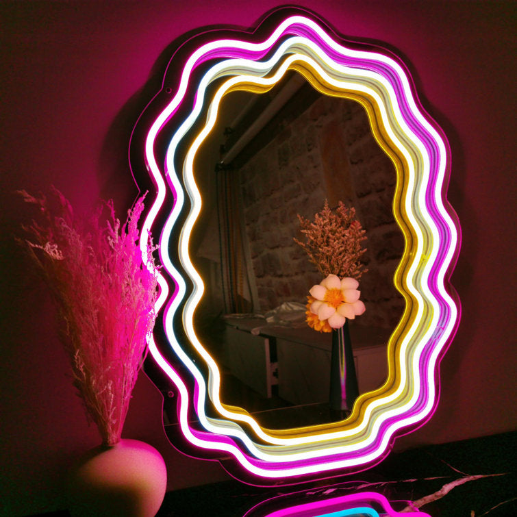 Wavy Neon Mirror - LED Neon Mirror - Neon Led in Morocco