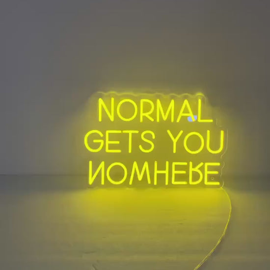 Découvrez notre enseigne néon LED personnalisée "Normal Gets You Nowhere" au Maroc. Ajoutez une touche unique à votre décoration avec notre éclairage architectural néon LED. Parfait pour les espaces commerciaux, les magasins, les jardins et les vitrines. Profitez de la sécurité et de l'efficacité de notre éclairage LED pour créer une ambiance chaleureuse et accueillante. Fabriquée sur mesure, notre enseigne lumineuse néon LED est idéale pour les bars, boutiques, restaurants, mariages et bien plus encore.